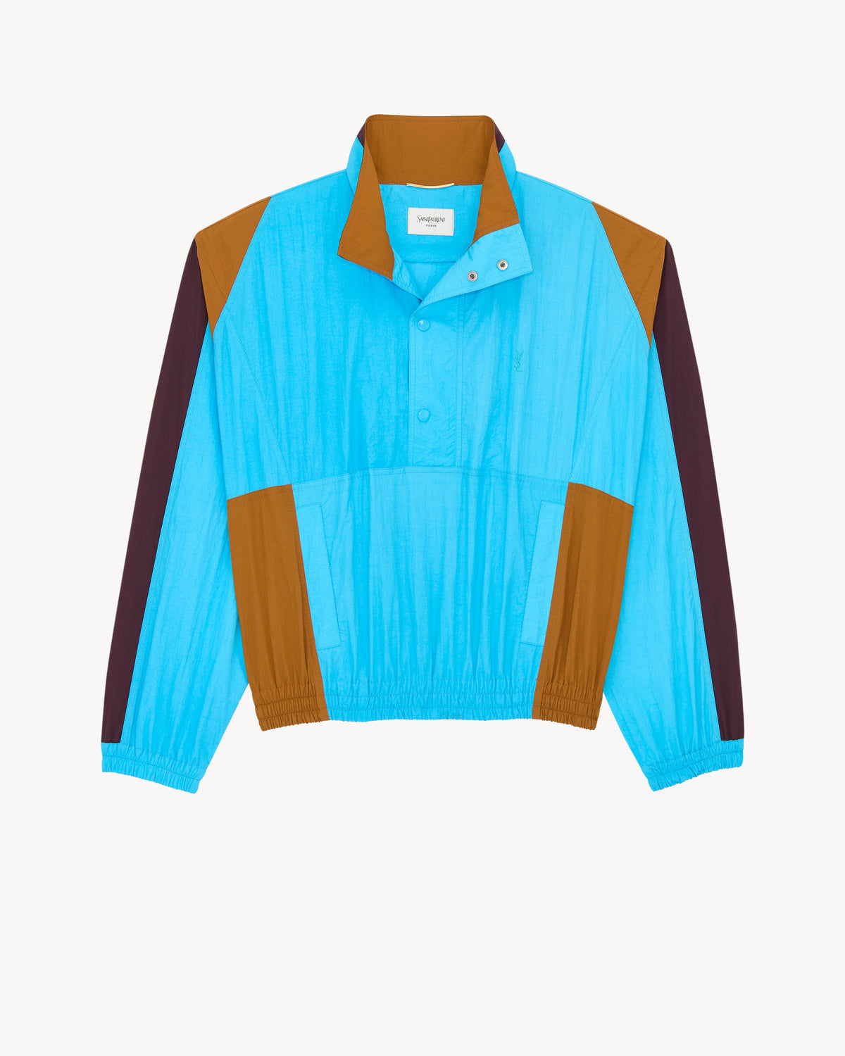 Saint Laurent Tricolor Track Jacket in Turquoise windbreaker
