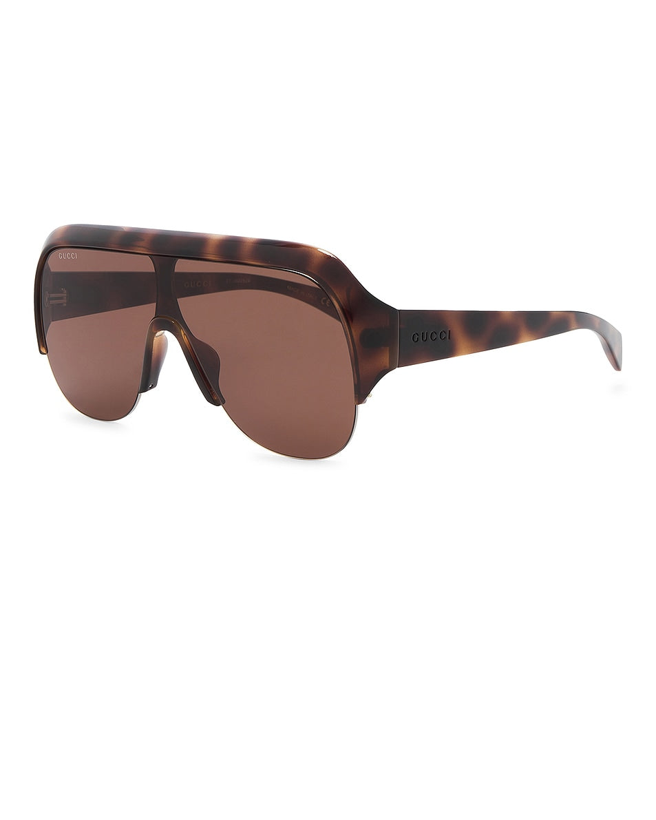 New Gucci 70's Nuances Mask Sunglasses in Havana & Brown tortoise shell