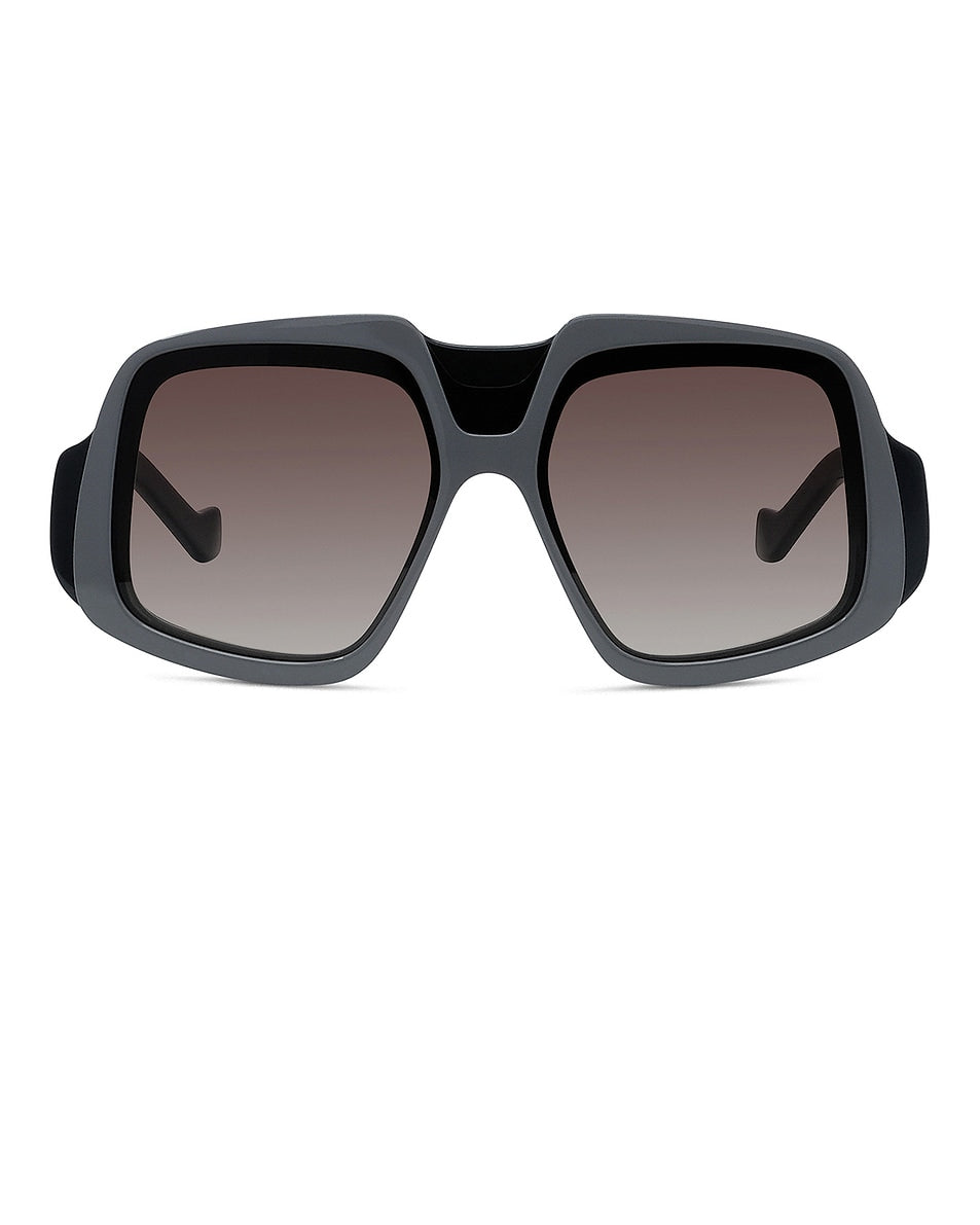 New Loewe Shield Sunglasses in Shiny Black & Gradient Bordeaux olive green large