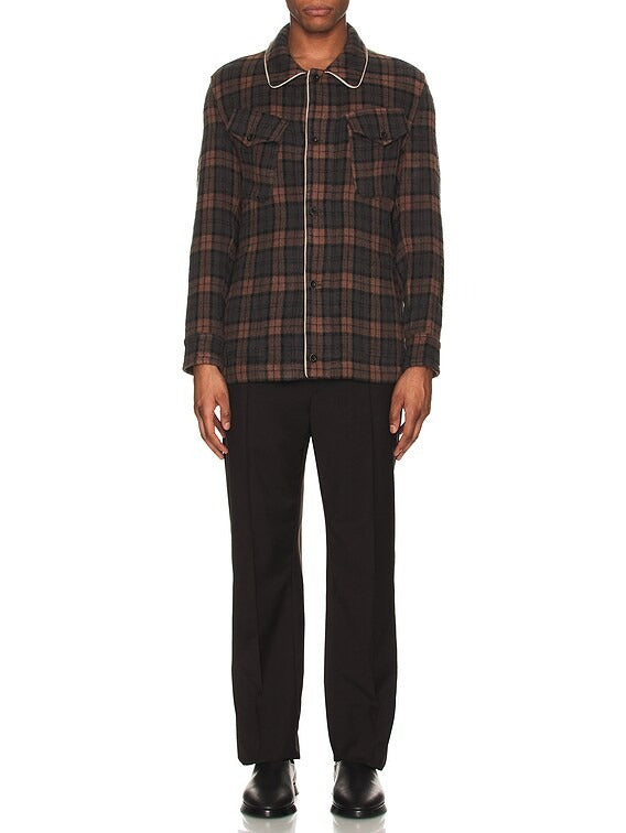 Pierre-Louis Mascia Jacket in Multi NEW plaid wool flannel button down brown