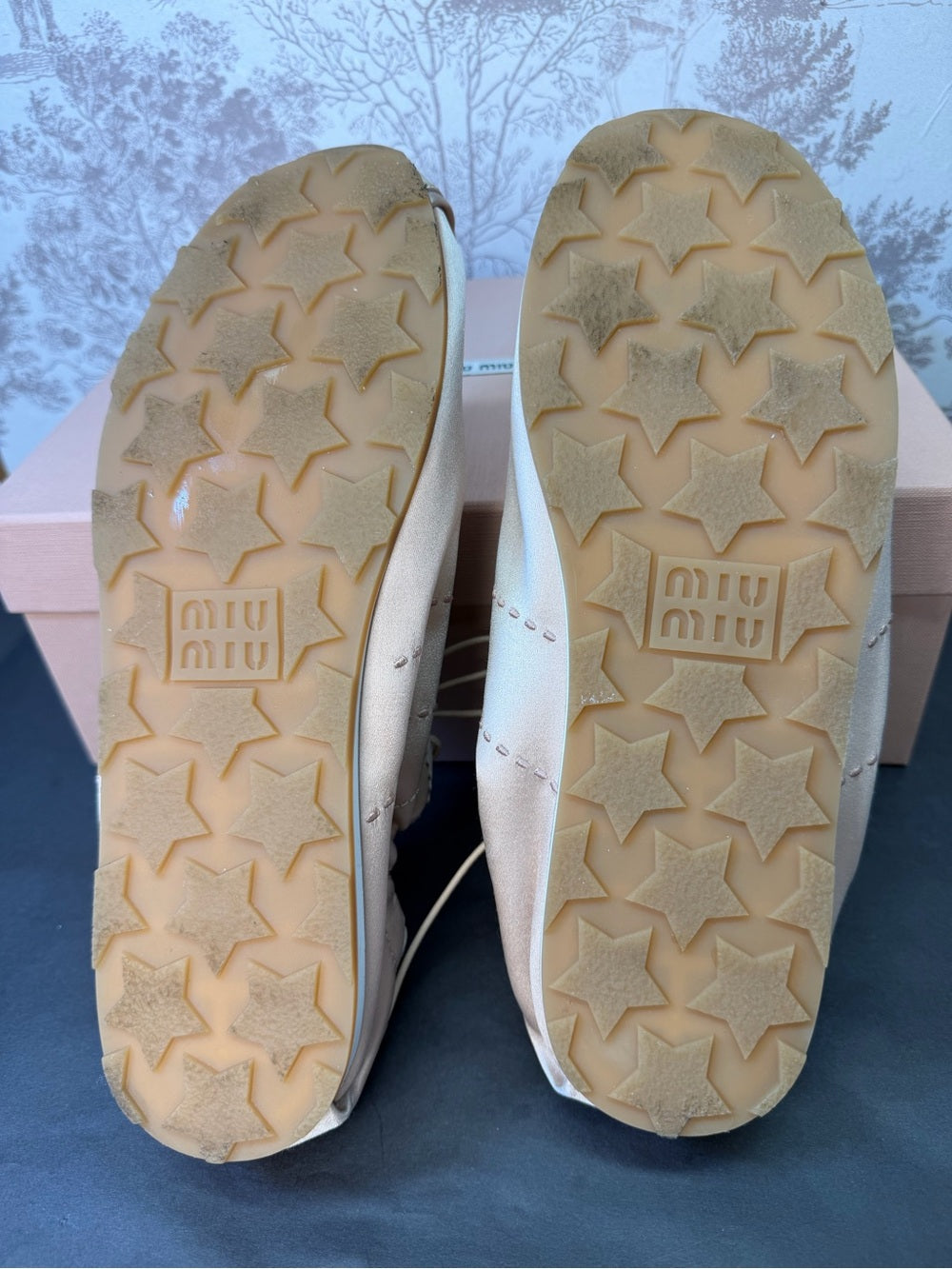 Miu Miu Plume Raso Sneaker in Cipria pink silk ballet slipper tennis shoe