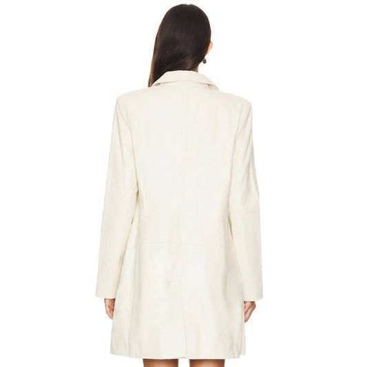 St. Agni Leather Longline Jacket in Tofu cream jacket coat