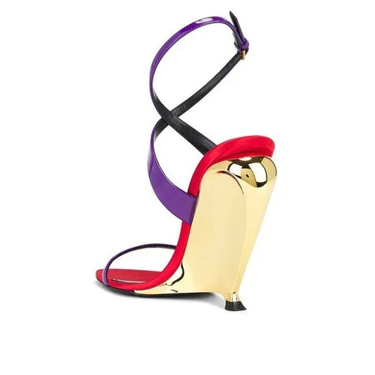 Saint Laurent Gippy Wedge acinus violet Sandal purple red gold high heels