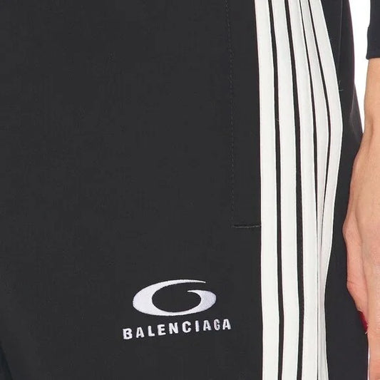 Balenciaga tracksuit pants white stripes black zipper drawstring athletic