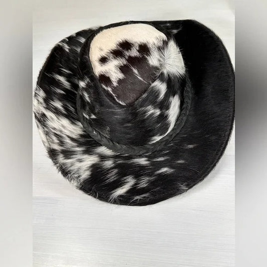 Genuine cow hide fur cowboy hat