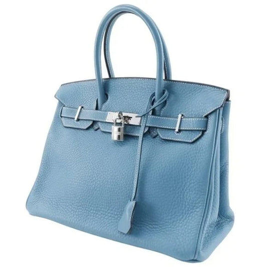 Hermes Hermes Birkin 30 Handbag Blue Jean Leather Handbag