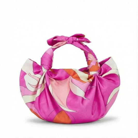 NLA Collection Mini Knot Bag in Pink Swirl scarf purse clutch handbag