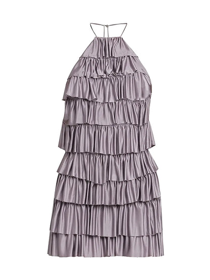 TOM FORD Halterneck Ruffled Cocktail Dress in Mauve