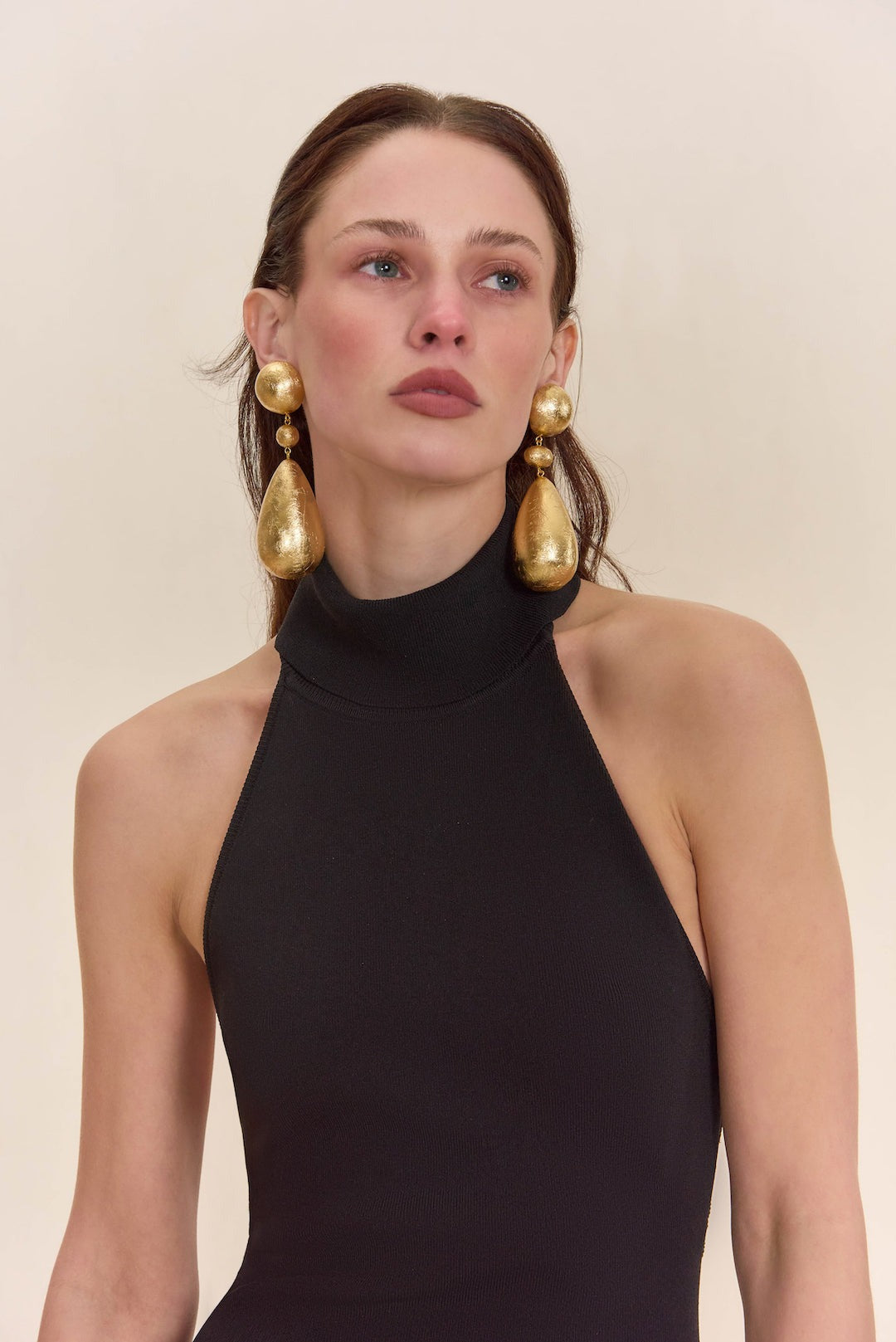 Cult Gaia Eviana Earring in Gold Foil Wood extra large big dangle