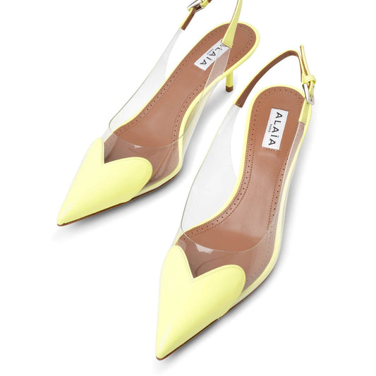 Alaia Slingback Pump in Jaune Pale clear kitten heel yellow