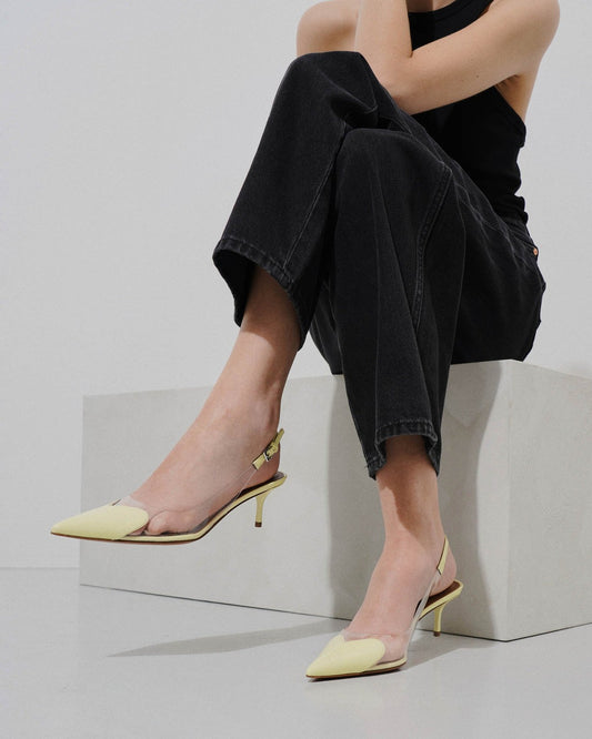 Alaia Slingback Pump in Jaune Pale clear kitten heel yellow