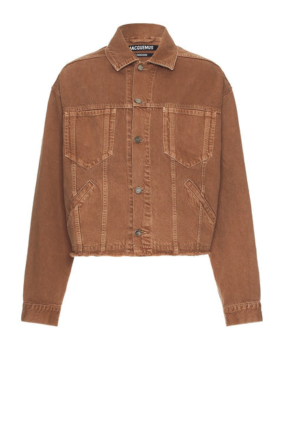 JACQUEMUS La Veste De-nimes Criollo in Camel & Beige new brown denim jacket