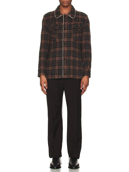 Pierre-Louis Mascia Jacket in Multi NEW plaid wool flannel button down brown