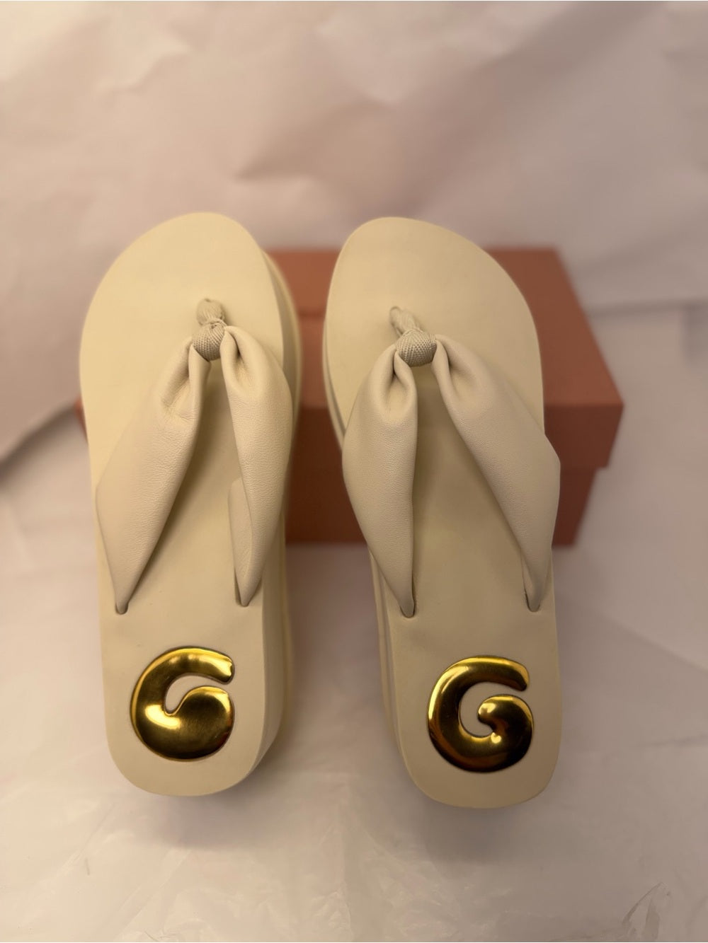 Cult Gaia Cg Platform Flip Flops in Off White sandals