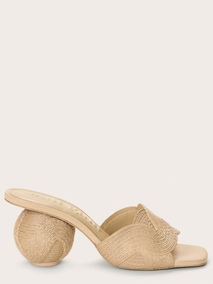 Cult Gaia Noor Sandal in Natural raatan open toe high heel