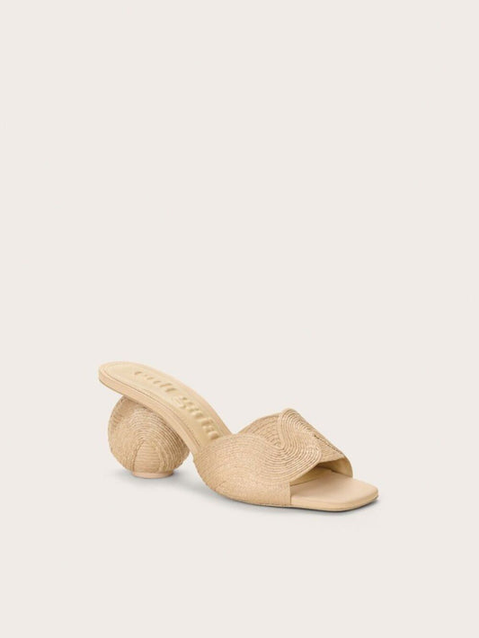 Cult Gaia Noor Sandal in Natural raatan open toe high heel
