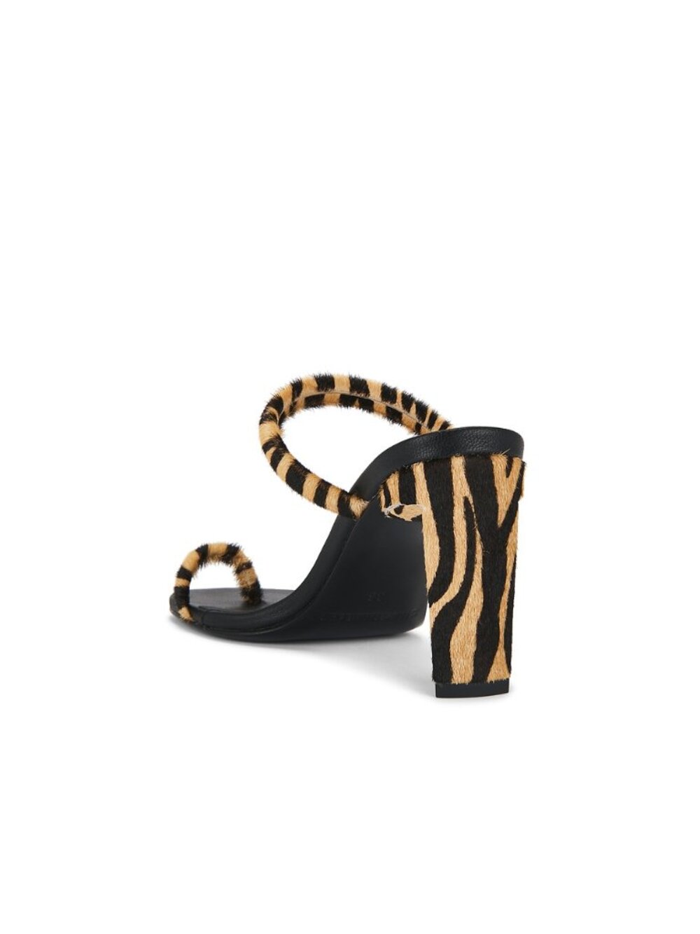 SIMONMILLER Pipe Heel in Brown Zebra cowhide fur open toe high heel slipper
