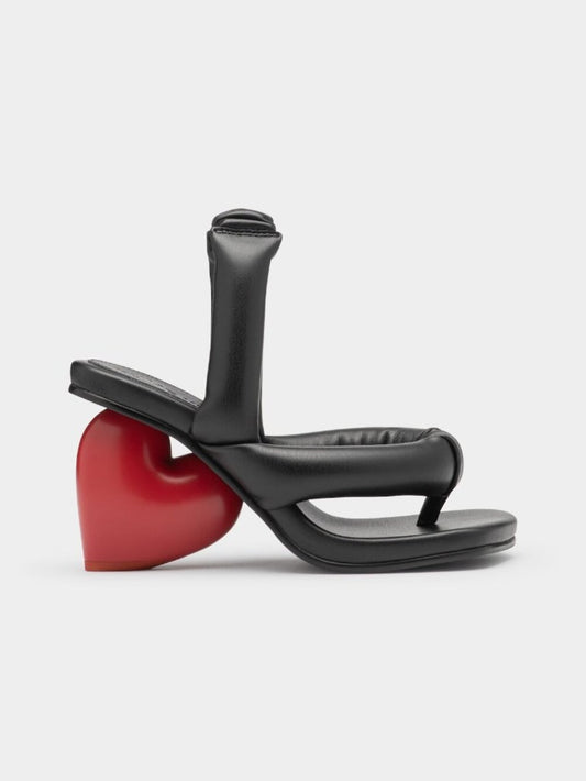Yume Yume Love Heel in Black & Red heart open toe high heel