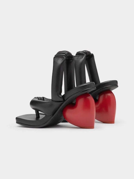 Yume Yume Love Heel in Black & Red heart open toe high heel