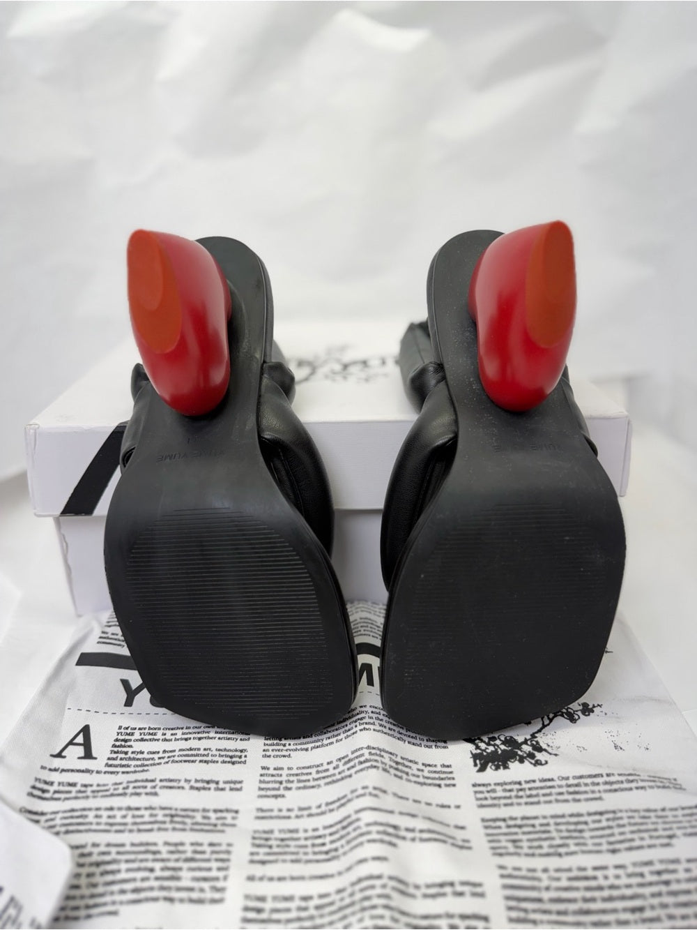 Yume Yume Love Heel in Black & Red heart open toe high heel