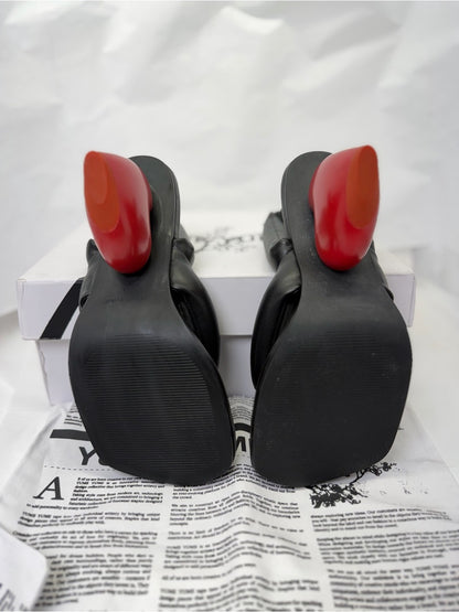 Yume Yume Love Heel in Black & Red heart open toe high heel