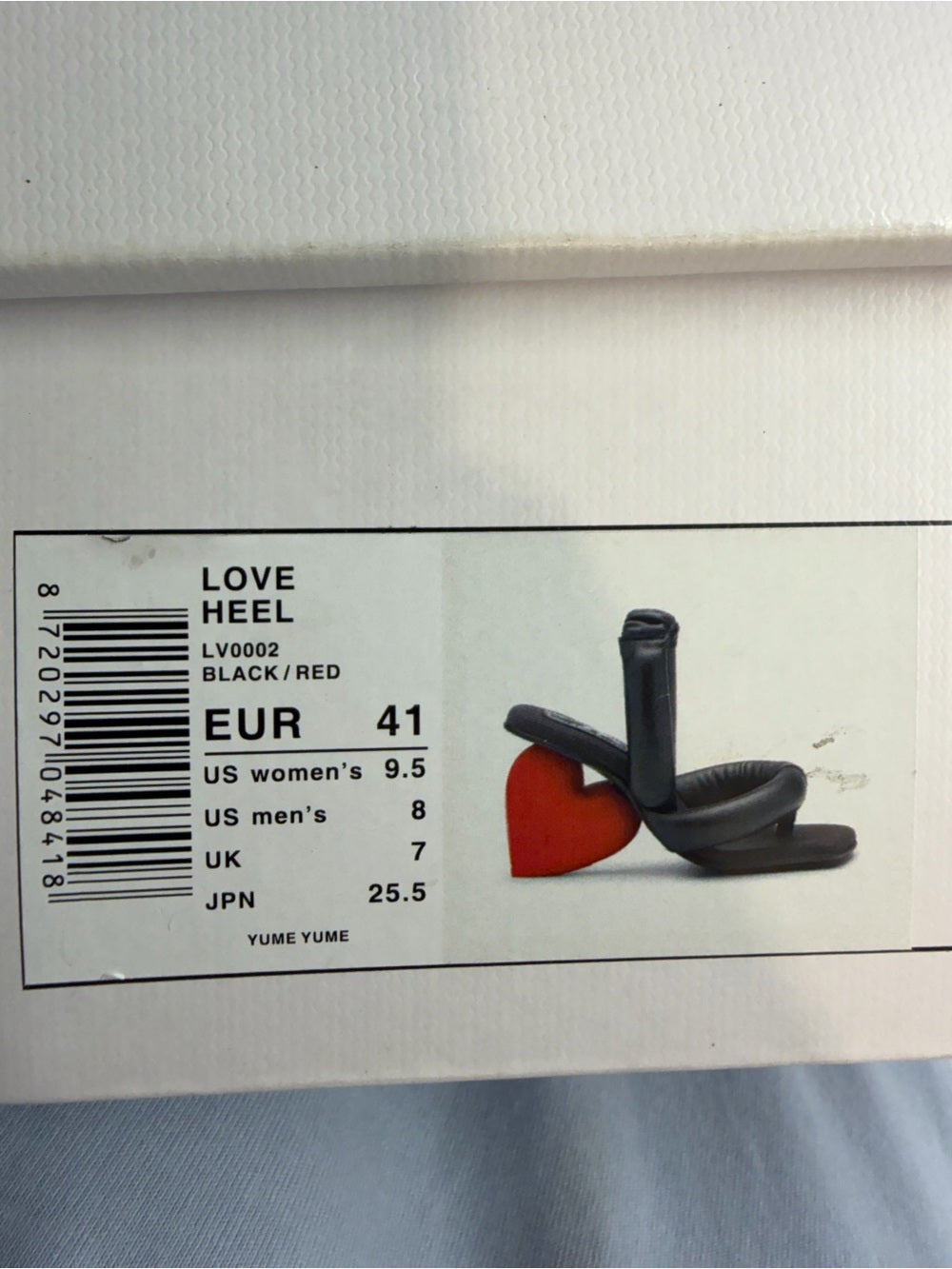 Yume Yume Love Heel in Black & Red heart open toe high heel