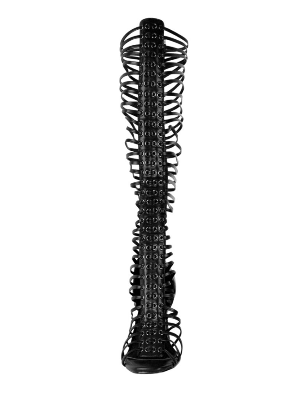 NIIHAI Lock Up Heel in Black knee high heel leather boots