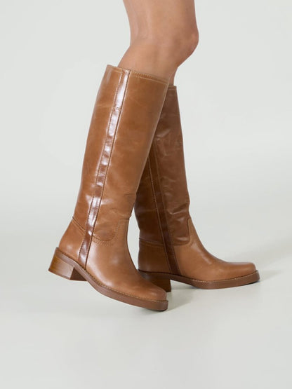 Tony Bianco Toronto Boot in Whiskey Wax brown leather knee high cowboy combat