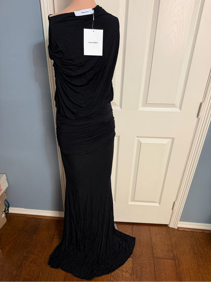 Alex Perry Cape Drape Gown in Black draped ruched maxi dress