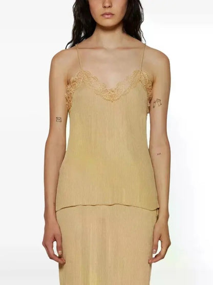 The Row Ikee Tank in Champagne cream tan lace camisole top