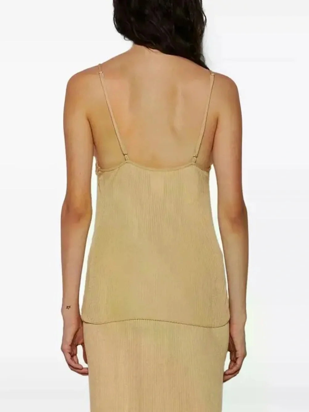 The Row Ikee Tank in Champagne cream tan lace camisole top