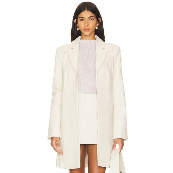 St. Agni Leather Longline Jacket in Tofu cream jacket coat