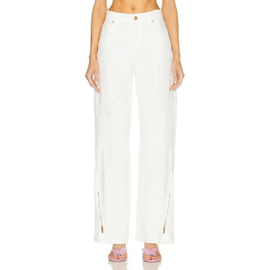 Blumarine Wide Leg Jean in Bianco Naturale white