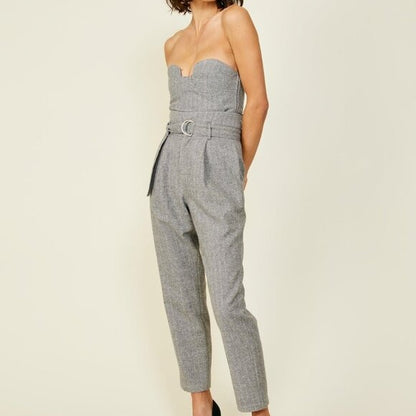 Line & Dot Paola pants crop top set in heather grey wool coord