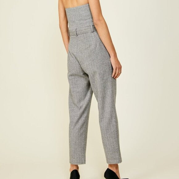 Line & Dot Paola pants crop top set in heather grey wool coord