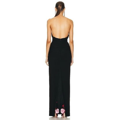Magda Butrym Plunging Gown in Black maxi backless strapless cutout