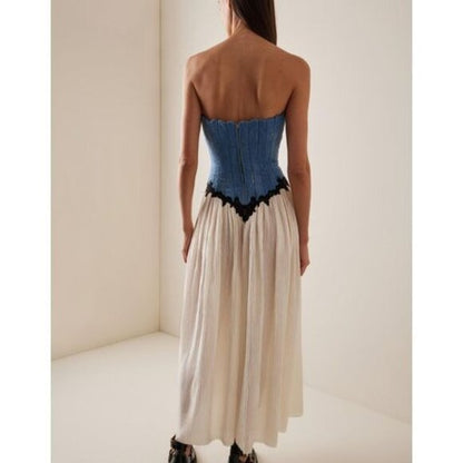 Gabriela Hearst Glenn Dress in Light Blue Denim strapless corset gown&nbsp;