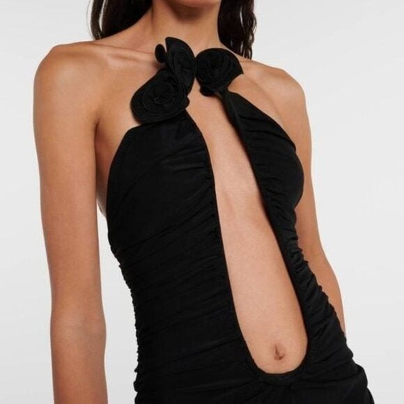 Magda Butrym Plunging Gown in Black maxi backless strapless cutout