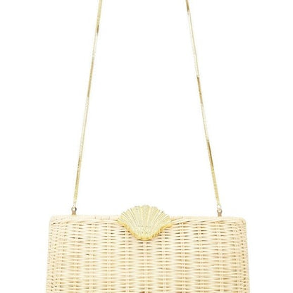 Poolside The Classica Clutch in Natural rattan hard case shoulder purse bag