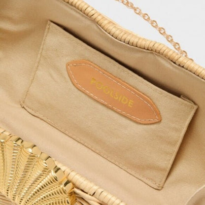 Poolside The Classica Clutch in Natural rattan hard case shoulder purse bag