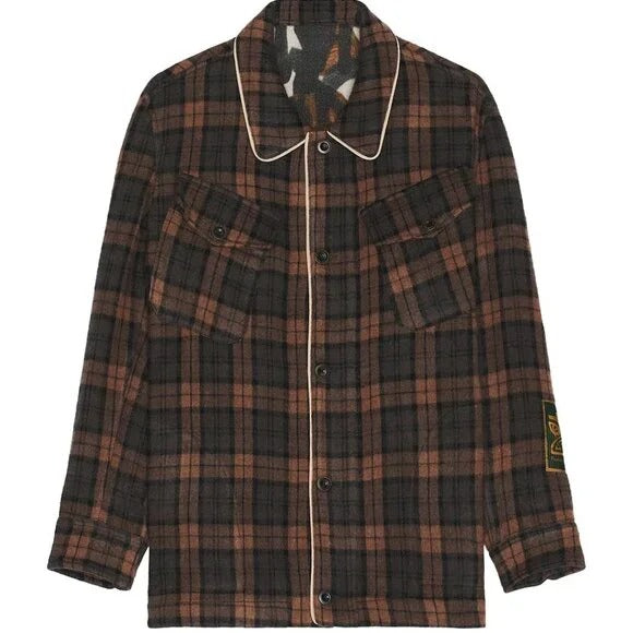 Pierre-Louis Mascia Jacket in Multi NEW plaid wool flannel button down brown