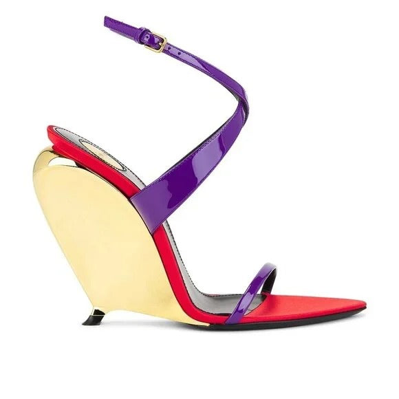 Saint Laurent Gippy Wedge acinus violet Sandal purple red gold high heels