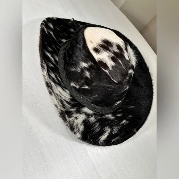 Genuine cow hide fur cowboy hat