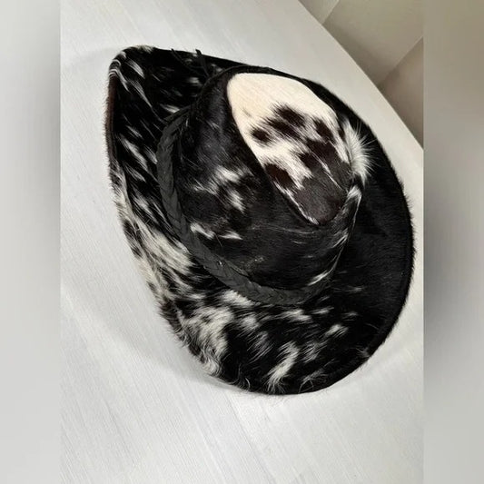 Genuine cow hide fur cowboy hat