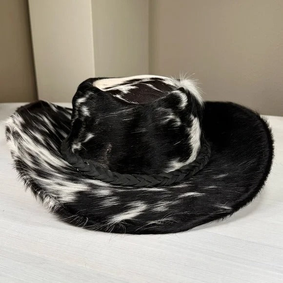 Genuine cow hide fur cowboy hat
