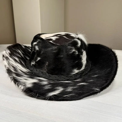 Genuine cow hide fur cowboy hat