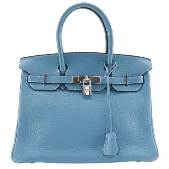 Hermes Hermes Birkin 30 Handbag Blue Jean Leather Handbag
