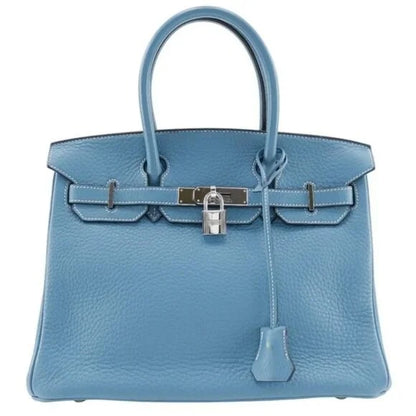 Hermes Hermes Birkin 30 Handbag Blue Jean Leather Handbag