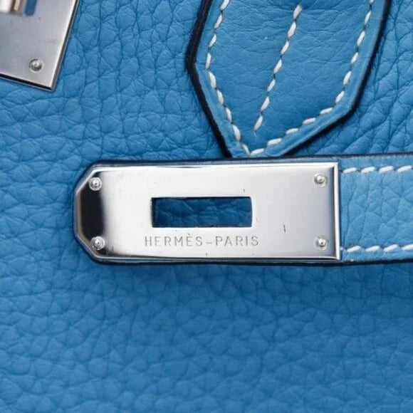 Hermes Hermes Birkin 30 Handbag Blue Jean Leather Handbag