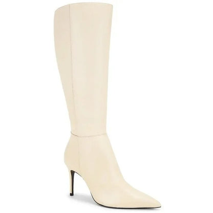 Schutz Mikki Up Boot in Eggshell ivory knee high heeled stiletto leather